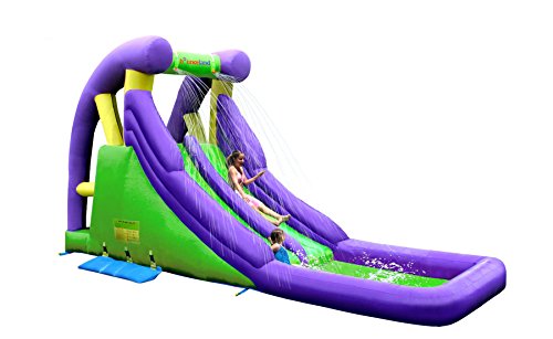 Bounceland Inflatable Double Water Slide with Splash Pool, 12 ft x 7 ft x 8.5 ft, Double Slides, Splash Pool, Safe Climbing Wall, Water Bags for Stability, Safe Netting, UL Strong Blower Included